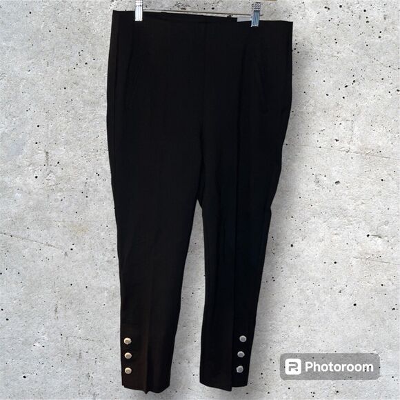 Chico's Pants - Chico's So Slimming Juliet High Waist Button-Hem Ankle Pants Black Pull-On Sz 8